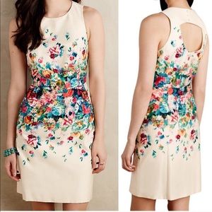 Anthropologie fitted floral dress with pockets